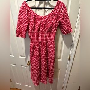 Eshakti Size 12 Red and White Plaid Dress
